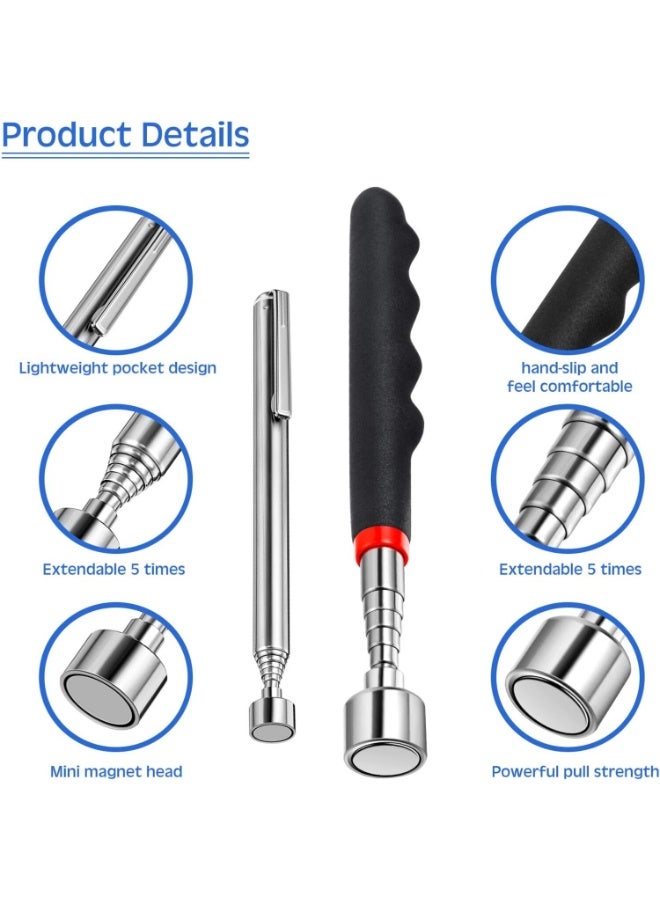 FAYET 2 Piece Telescoping Magnetic Pick-Up Tool Set, 20 lb and 1.5 lb Retractable Magnet Sticks for Hard-to-Reach Areas, Durable Stainless Steel Retrieval Tool for Home, Garage and Gifts - Image 3